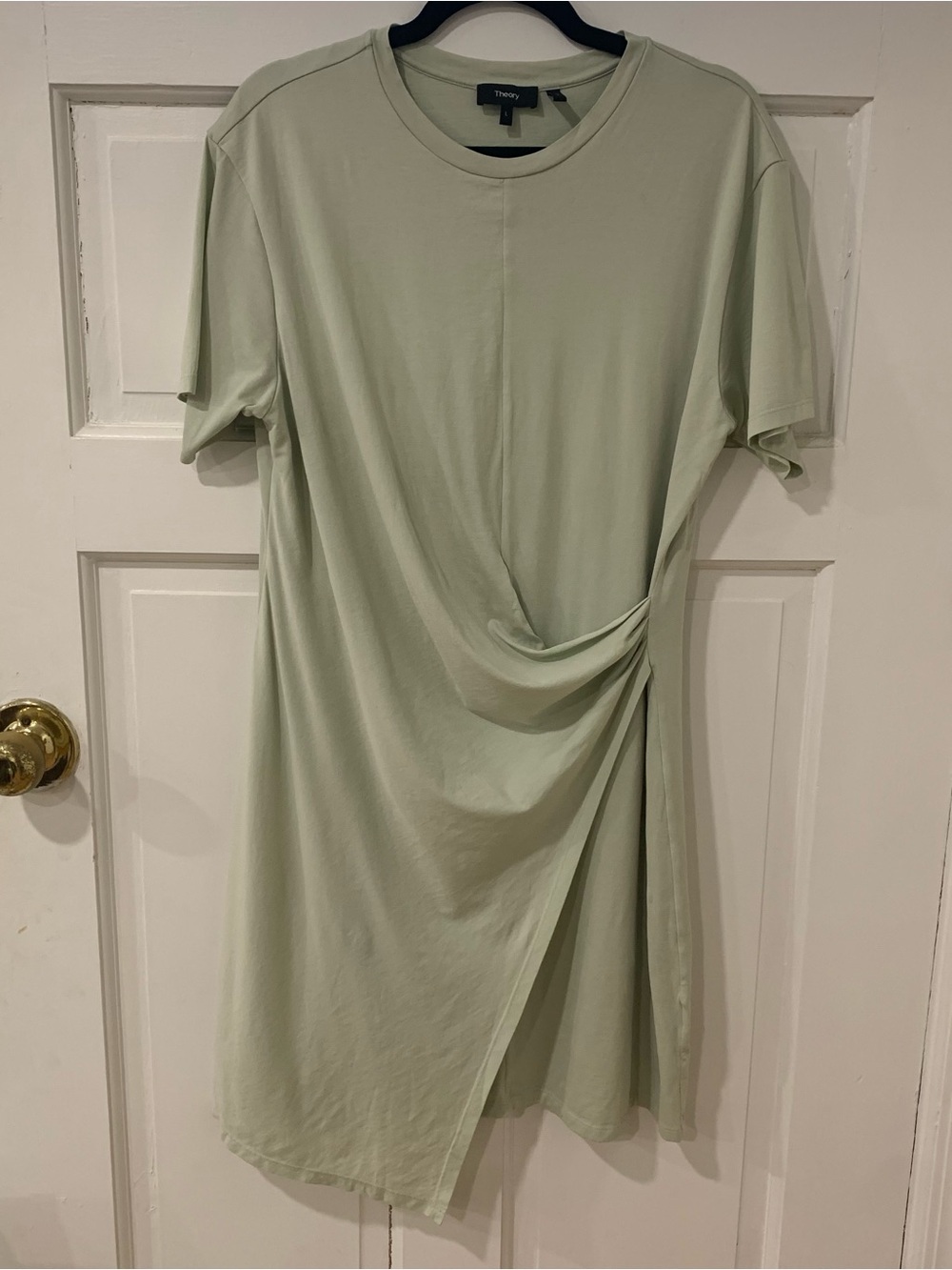 Theory Short Sleeve Drape Tee Shirt Dress Pima Cotton Casual Size Large
